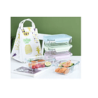 Set 3 Taper Fuente Vidrio Hermética Horno Refri Micro ROSA 1