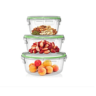 Set 3 Taper De Vidrio Hermético Circular Tupper Contenedor Comida  1