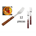 Set 12 Tenedores Acero Inoxidable Cubiertos Madera Asados 1