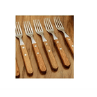 Set 12 Tenedores Acero Inoxidable Cubiertos Madera Asados 3