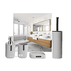 Set Baño 4 Piezas Taza Jabonera Dispensador Escobilla 4