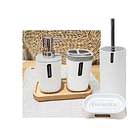 Set Baño 4 Piezas Taza Jabonera Dispensador Escobilla 2
