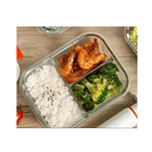 Taper Tupper De 3 Divisiones Vidrio Para Comida Con Válvula 2