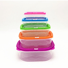 Set 5 Taper Cierre Hermético Tupper Contenedor Cuadrado 2
