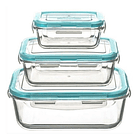 Set 3 Tupper Herméticos De Vidrio Para Comida Taper Comida  4