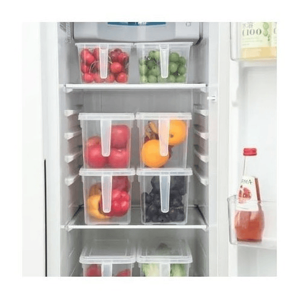 Organizador Refrigerador Transparente Con Tapa Y Mango 7