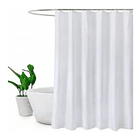 Cortina De Baño Blanca 100% Impermeable +12 Argollas Blancas 2