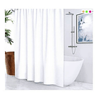 Cortina De Baño Blanca 100% Impermeable +12 Argollas Blancas 3