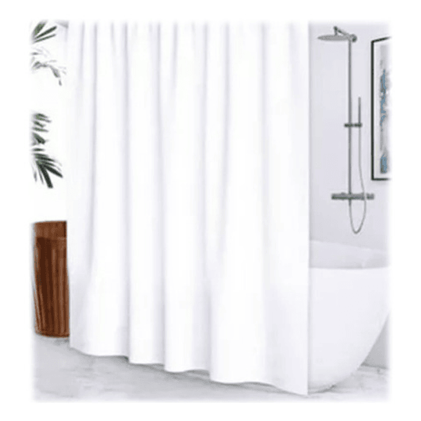 Cortina De Baño Blanca Impermeable + Forro Transparente 2