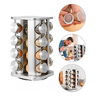 Condimentero Especiero Metalico Rack Giratorio + 16 Frascos 1