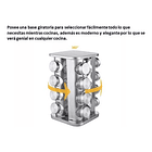 Condimentero Especiero Metalico Rack Giratorio + 16 Frascos 3