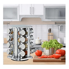 Condimentero Especiero Metalico Rack Giratorio + 16 Frascos 5