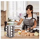 Condimentero Especiero Metalico Rack Giratorio + 16 Frascos 6