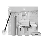 Set Baño 4 Piezas Taza Jabonera Dispensador Escobilla 2