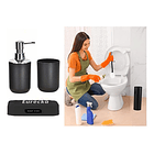 Set Baño 4 Piezas Taza Jabonera Dispensador Escobilla 15