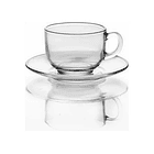 Taza Vidrio Con Asas Para Te Cafe Bebidas Con Plato  6