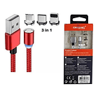 Cable Cargador Magnético Usb 3 En 1 Tipo-c Micro Usb 4
