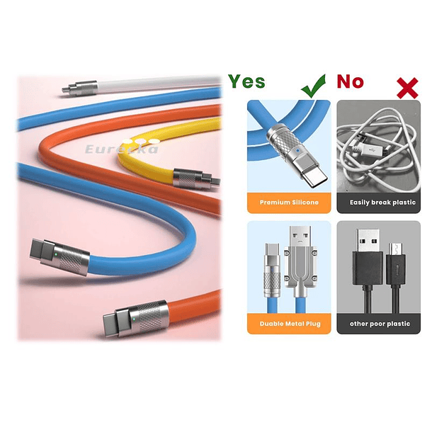 Cable Usb Silicona Líquida Carga Súper Rápida Tipo-c - 120w 9