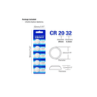 Pack 5 Pila Botón Litio Cr2032 3v Batería 220 Mah 8