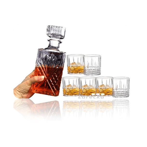 Set Licorera + 6 Vasos Vidrio Calidad, Whisky - Birmingham 2