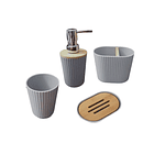 Set De Baño 4 Piezas Ducha Elegante Bambu Dispensadores 8