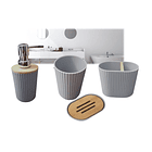 Set De Baño 4 Piezas Ducha Elegante Bambu Dispensadores 4
