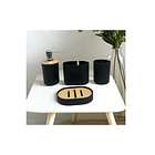 Set De Baño 4 Piezas Ducha Elegante Bambu Dispensadores 12