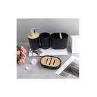 Set De Baño 4 Piezas Ducha Elegante Bambu Dispensadores 13