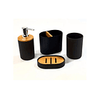 Set De Baño 4 Piezas Ducha Elegante Bambu Dispensadores 14