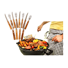 Set 6 Tenedores Y 6 Cuchillos Sierra Asado Madera Parrilla 1