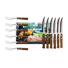 Set 6 Tenedores Y 6 Cuchillos Sierra Asado Madera Parrilla 2
