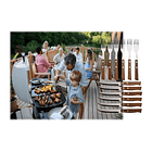 Set 6 Tenedores Y 6 Cuchillos Sierra Asado Madera Parrilla 4