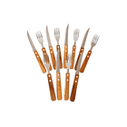 Set 6 Tenedores Y 6 Cuchillos Sierra Asado Madera Parrilla 6