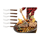 Set 6 Tenedores Acero Inoxidable Cubiertos Madera Asados 1