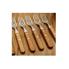 Set 6 Tenedores Acero Inoxidable Cubiertos Madera Asados 2