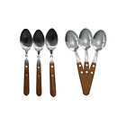 Set 6 Cucharas Acero Inoxidable Cubiertos Madera Cocina 6