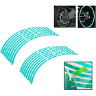 Set Sticker Reflectante Para Llanta 16 Tiras Fluor Auto Moto 2