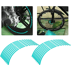 Set Sticker Reflectante Para Llanta 16 Tiras Fluor Auto Moto 3