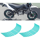 Set Sticker Reflectante Para Llanta 16 Tiras Fluor Auto Moto 5