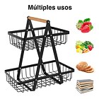 Canasta Organizador De Fruta Y Verduras 2 Niveles Estante 2