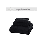 Pack 3 Toallas Baño De Cuerpo Pelo Y Cara Microfibra Negro 2