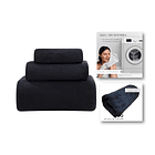 Pack 3 Toallas Baño De Cuerpo Pelo Y Cara Microfibra Negro 4