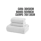 Pack 3 Toallas Baño De Cuerpo Pelo Y Cara Microfibra Blanco 4