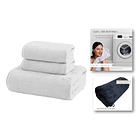 Pack 3 Toallas Baño De Cuerpo Pelo Y Cara Microfibra Blanco 5
