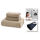 Pack 3 Toallas Baño De Cuerpo Pelo Y Cara Microfibra MARRON  3