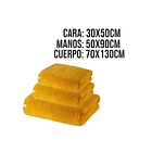 Pack 3 Toallas Baño De Cuerpo Pelo Y Cara Microfibra MOSTAZA 2