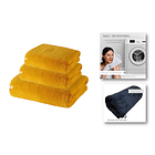 Pack 3 Toallas Baño De Cuerpo Pelo Y Cara Microfibra MOSTAZA 5