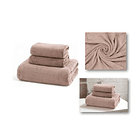 Pack 3 Toallas Baño De Cuerpo Pelo Y Cara Microfibra ROSADO 5