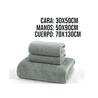 Pack 3 Toallas Baño De Cuerpo Pelo Y Cara Microfibra Verde 2