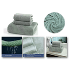 Pack 3 Toallas Baño De Cuerpo Pelo Y Cara Microfibra Verde 6